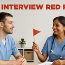 two healthcare professionals in a job interview, a young nurse and a business professional
