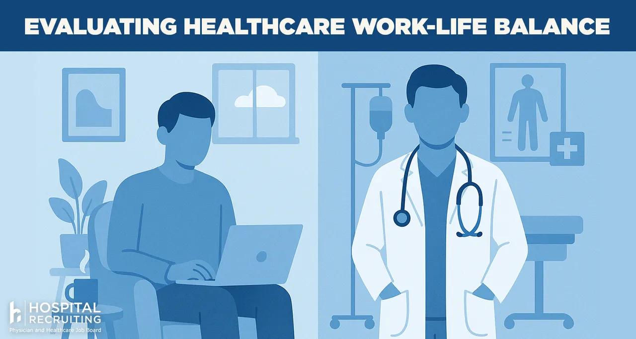 a doctor in and out of the workplace, signifying work life balance