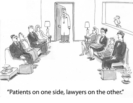 Patients on one side, lawyers on the other
