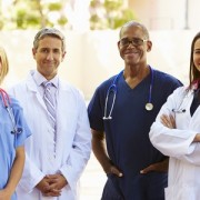 Physician, nurses, and a therapist