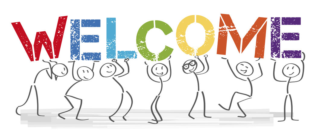 Stick figures holding a banner with the word "welcome." The article advises recruiters on how to conduct successful onboarding.