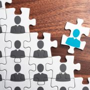 Personnel, employment and recruitment concept. Assembling jigsaw